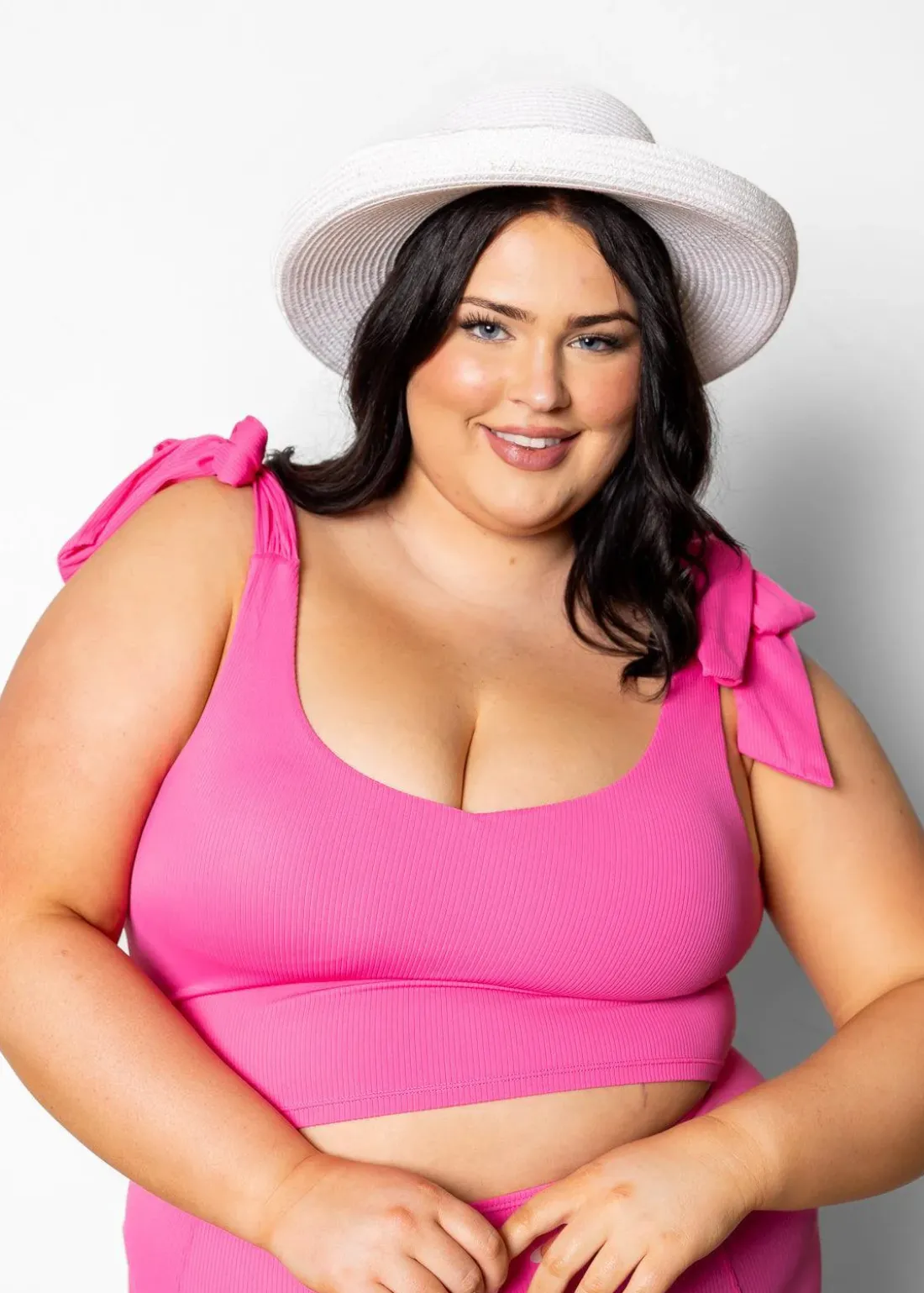 Kortni Jeane Ribbed Azalea Pink | Knot Top RibbedAzaleaPink Online