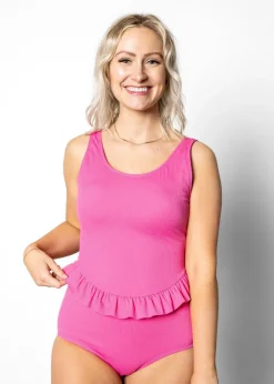Kortni Jeane Ribbed Azalea Pink | Skirted One-Piece RibbedAzaleaPink Online