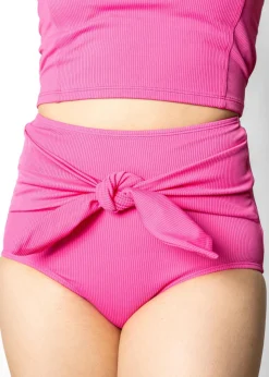 Kortni Jeane Ribbed Azalea Pink | Tie-Up-Front Bottoms RibbedAzaleaPink Online