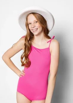 Kortni Jeane Ribbed Azalea Pink | Youth Simply One-Piece RibbedAzaleaPink Outlet