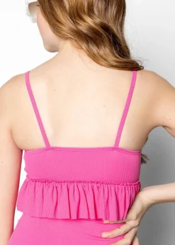 Kortni Jeane Ribbed Azalea Pink | Youth Peplum Top RibbedAzaleaPink Best