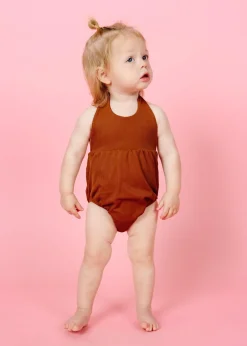 Kortni Jeane Ribbed Caramel | Baby Romper One-Piece RibbedCaramel Best