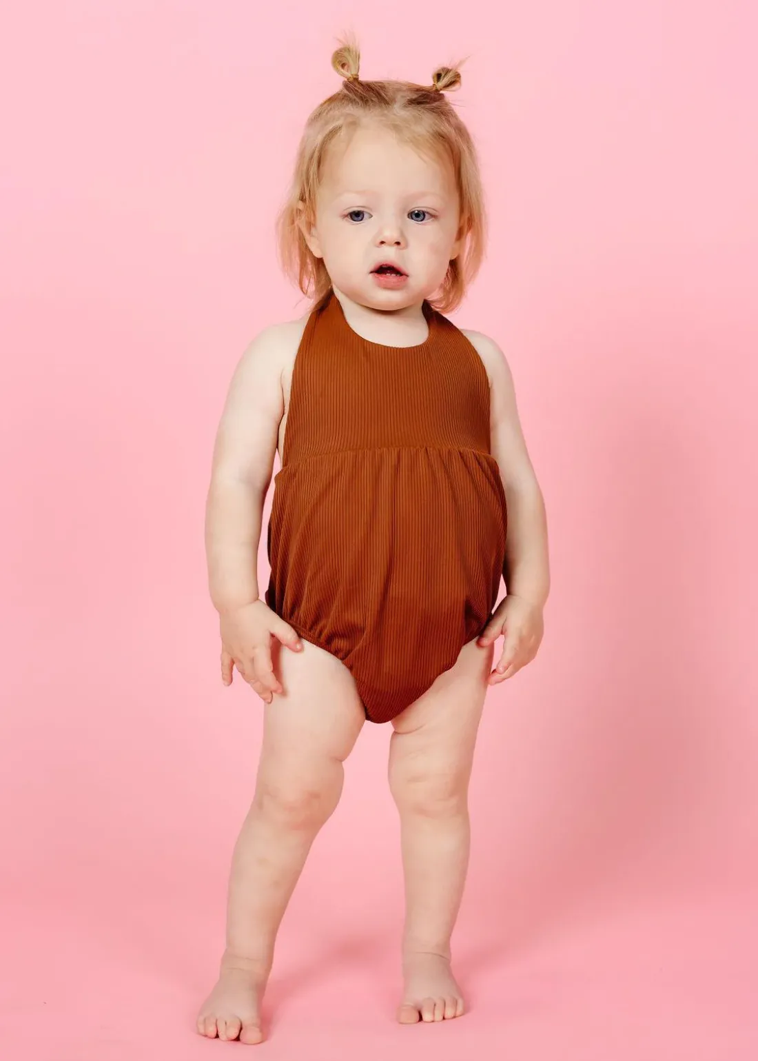 Kortni Jeane Ribbed Caramel | Baby Romper One-Piece RibbedCaramel Best