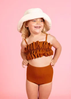 Kortni Jeane Ribbed Caramel | Mini Oversized Ruffle Top RibbedCaramel Fashion