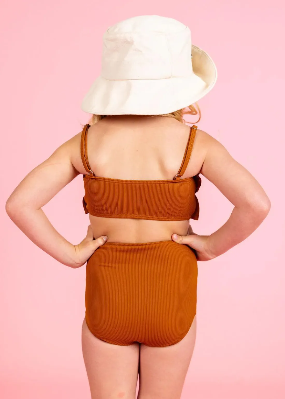 Kortni Jeane Ribbed Caramel | Mini Oversized Ruffle Top RibbedCaramel Fashion