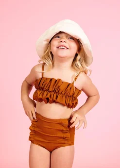 Kortni Jeane Ribbed Caramel | Mini Oversized Ruffle Top RibbedCaramel Fashion