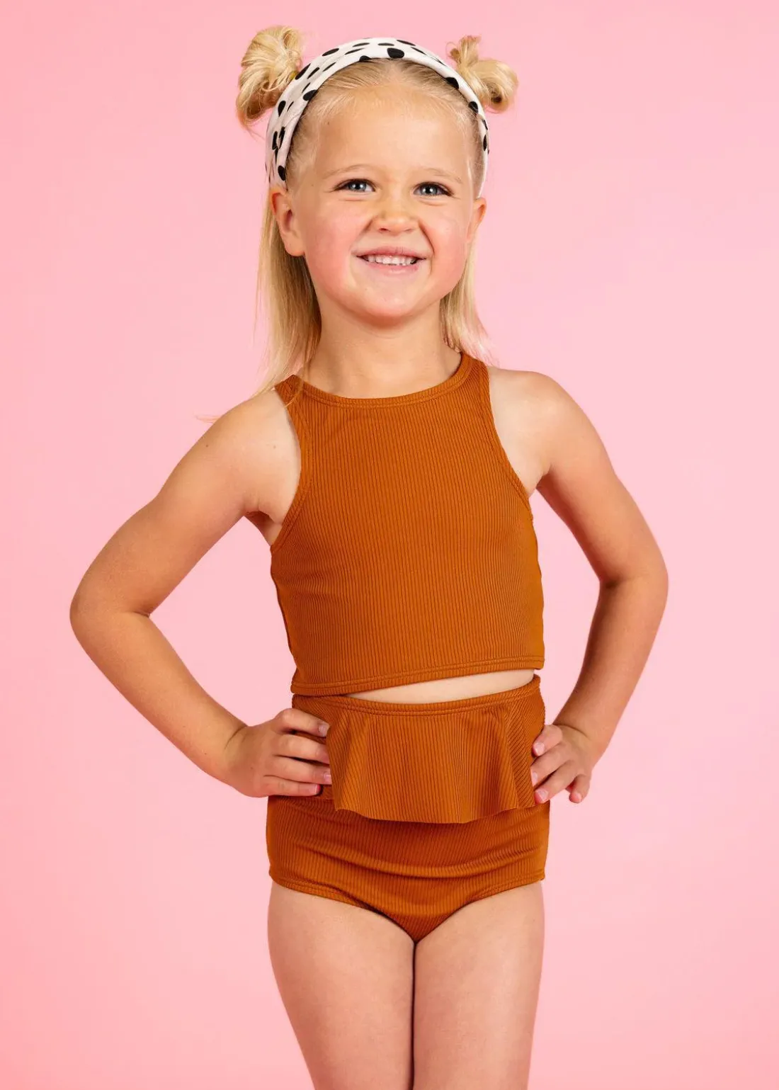 Kortni Jeane Ribbed Caramel | Mini Peplum Bottoms RibbedCaramel Online