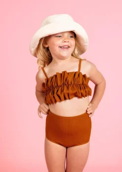 Kortni Jeane Ribbed Caramel | Youth Oversized Ruffle Top RibbedCaramel Outlet