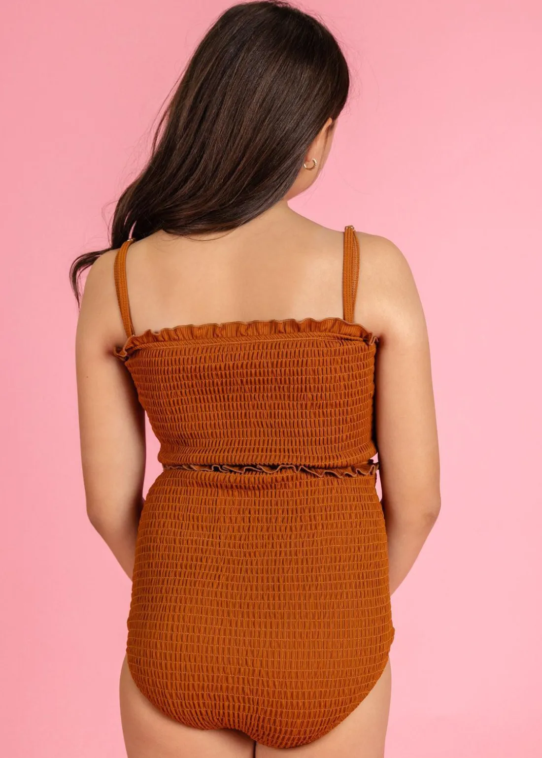 Kortni Jeane Ribbed Caramel | Youth Smocked Bottoms RibbedCaramel Best