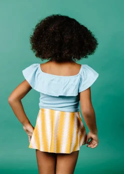 Kortni Jeane Ribbed Dusty Light Blue | Mini Ruffled Around Top RibbedDustyLightBlue Hot