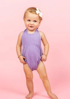 Kortni Jeane Ribbed Dusty Purple | Baby Romper One-Piece RibbedDustyPurple Clearance