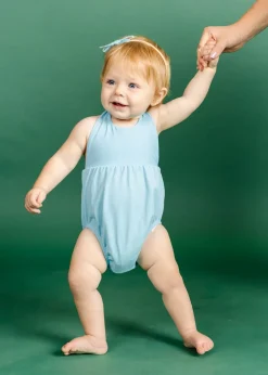 Kortni Jeane Ribbed Fresh Blue | Baby Romper One-Piece RibbedFreshBlue Online