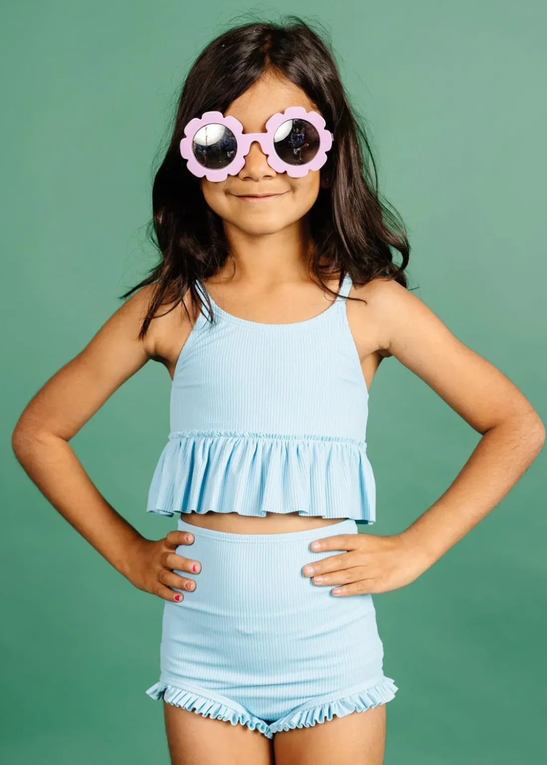 Kortni Jeane Ribbed Fresh Blue | Mini All Ruffled Up Bottoms RibbedFreshBlue Online
