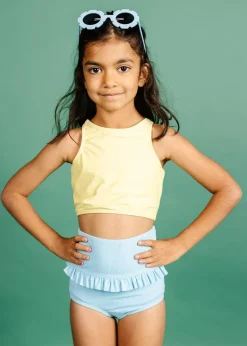 Kortni Jeane Ribbed Fresh Blue | Mini Mid-Ruffle Bottoms RibbedFreshBlue Outlet