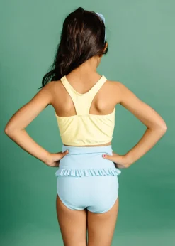 Kortni Jeane Ribbed Fresh Blue | Mini Mid-Ruffle Bottoms RibbedFreshBlue Outlet