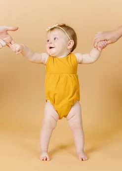Kortni Jeane Ribbed Golden | Baby Romper One-Piece RibbedGolden Best