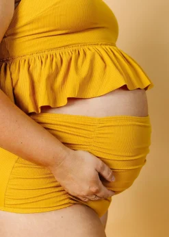 Kortni Jeane Ribbed Golden | Maternity Bottoms RibbedGolden Sale