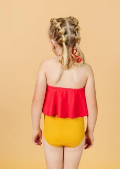 Kortni Jeane Ribbed Golden | Mini Down in Front Ruffle Bottoms RibbedGolden Discount