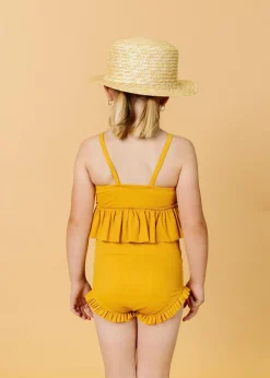 Kortni Jeane Ribbed Golden | Mini Peplum Top RibbedGolden Fashion