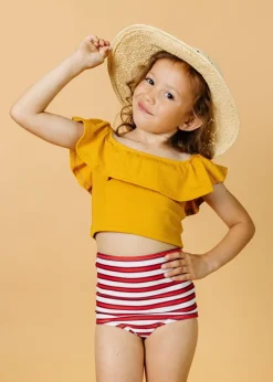Kortni Jeane Ribbed Golden | Mini Ruffled Around Top RibbedGolden New