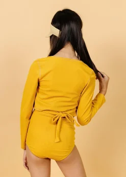 Kortni Jeane Ribbed Golden | Youth Wrap Top Rashguard RibbedGolden Outlet