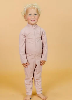 Kortni Jeane Ribbed Light Mauve | Mini Rashguard One-Piece (Unisex) RibbedLightMauve Fashion