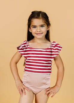 Kortni Jeane Ribbed Light Mauve | Mini Down in Front Ruffle Bottoms RibbedLightMauve Discount