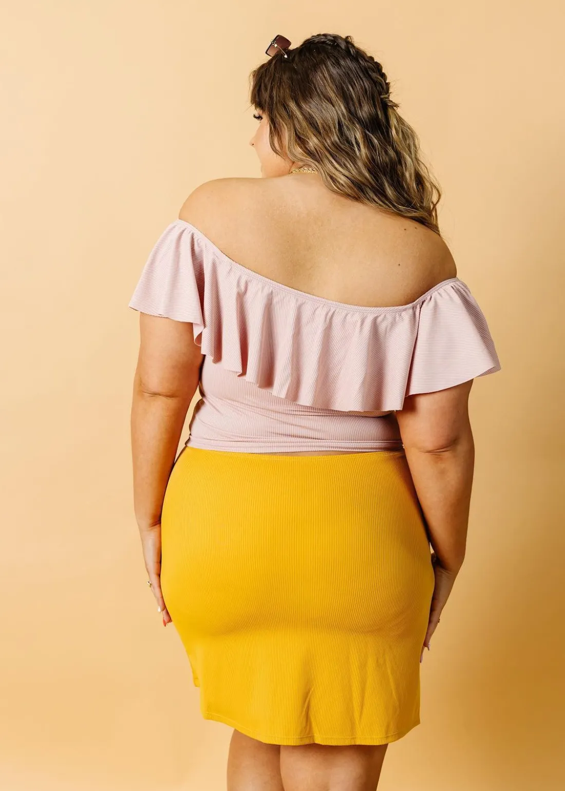 Kortni Jeane Ribbed Light Mauve | Ruffled Around Top RibbedLightMauve Best