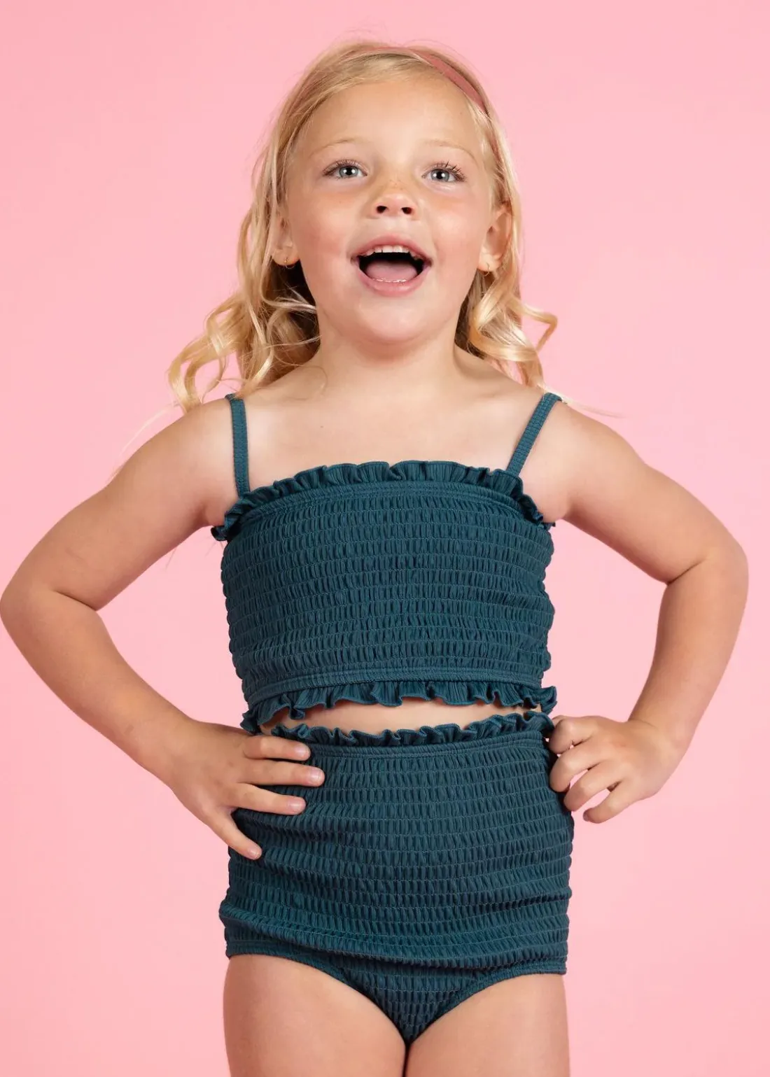 Kortni Jeane Ribbed Midnight Teal | Mini Bandeau Top RibbedMidnightTeal Discount
