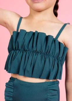 Kortni Jeane Ribbed Midnight Teal | Mini Oversized Ruffle Top RibbedMidnightTeal Hot