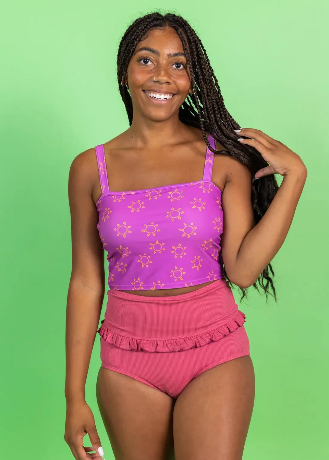 Kortni Jeane Ribbed Roseate | Mid-Ruffle Bottoms RibbedRoseate Online