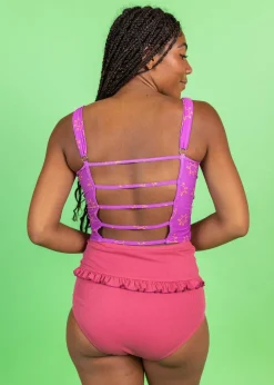 Kortni Jeane Ribbed Roseate | Mid-Ruffle Bottoms RibbedRoseate Online