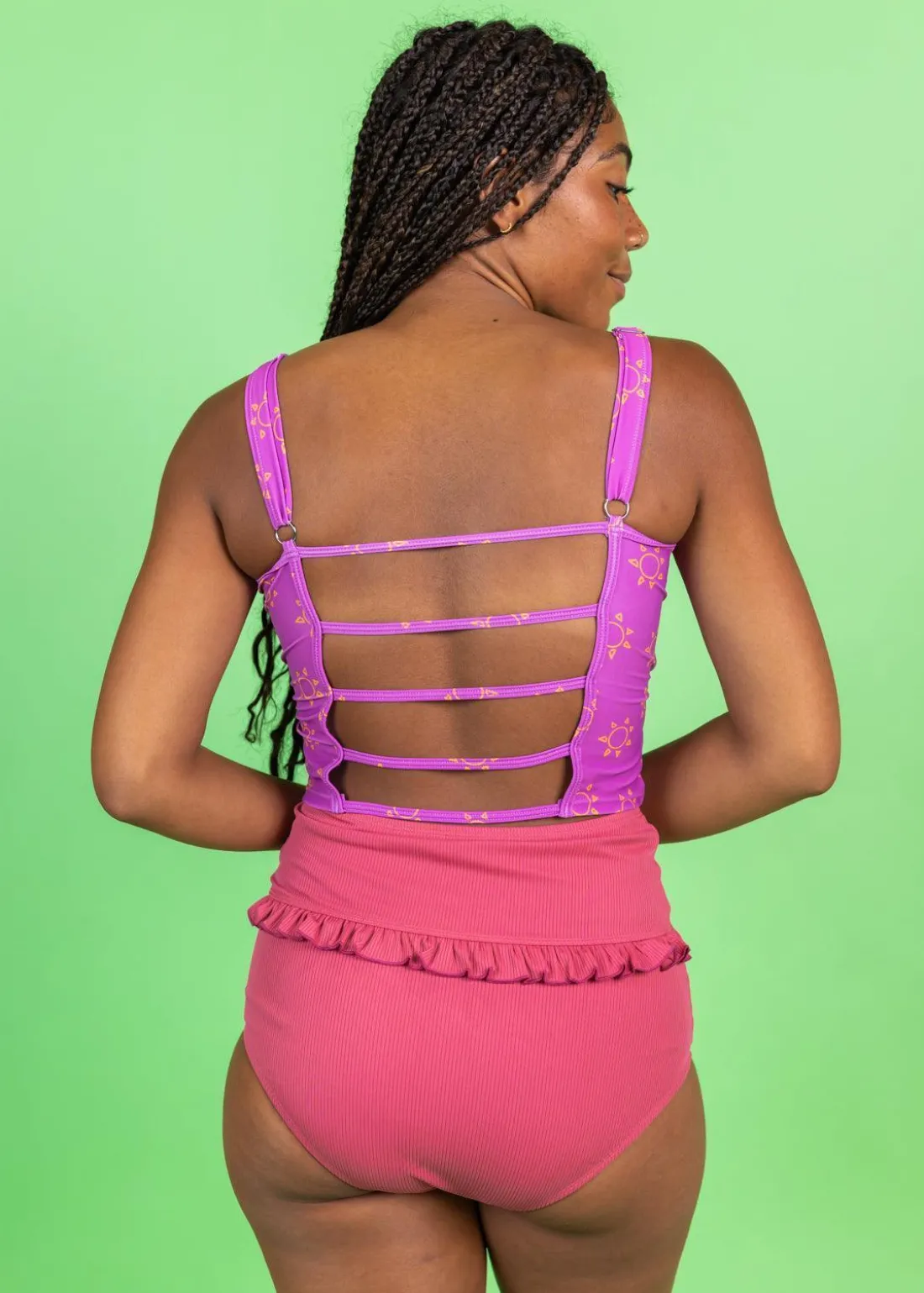 Kortni Jeane Ribbed Roseate | Mid-Ruffle Bottoms RibbedRoseate Online