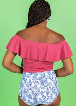 Kortni Jeane Ribbed Roseate | Ruffled Around Top RibbedRoseate Best