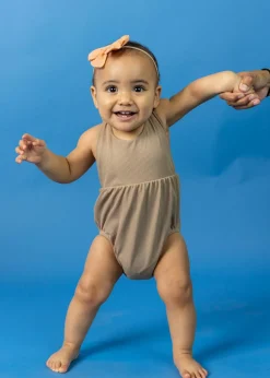 Kortni Jeane Ribbed Sand Brown | Baby Romper One-Piece RibbedSandBrown Discount