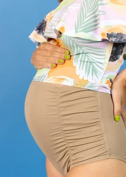 Kortni Jeane Ribbed Sand Brown | Maternity Bottoms RibbedSandBrown Outlet