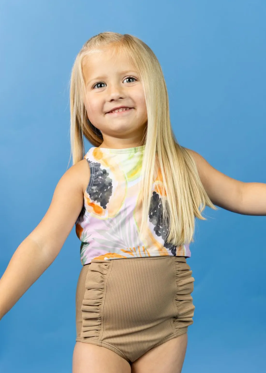 Kortni Jeane Ribbed Sand Brown | Mini Down in Front Ruffle Bottoms RibbedSandBrown Discount