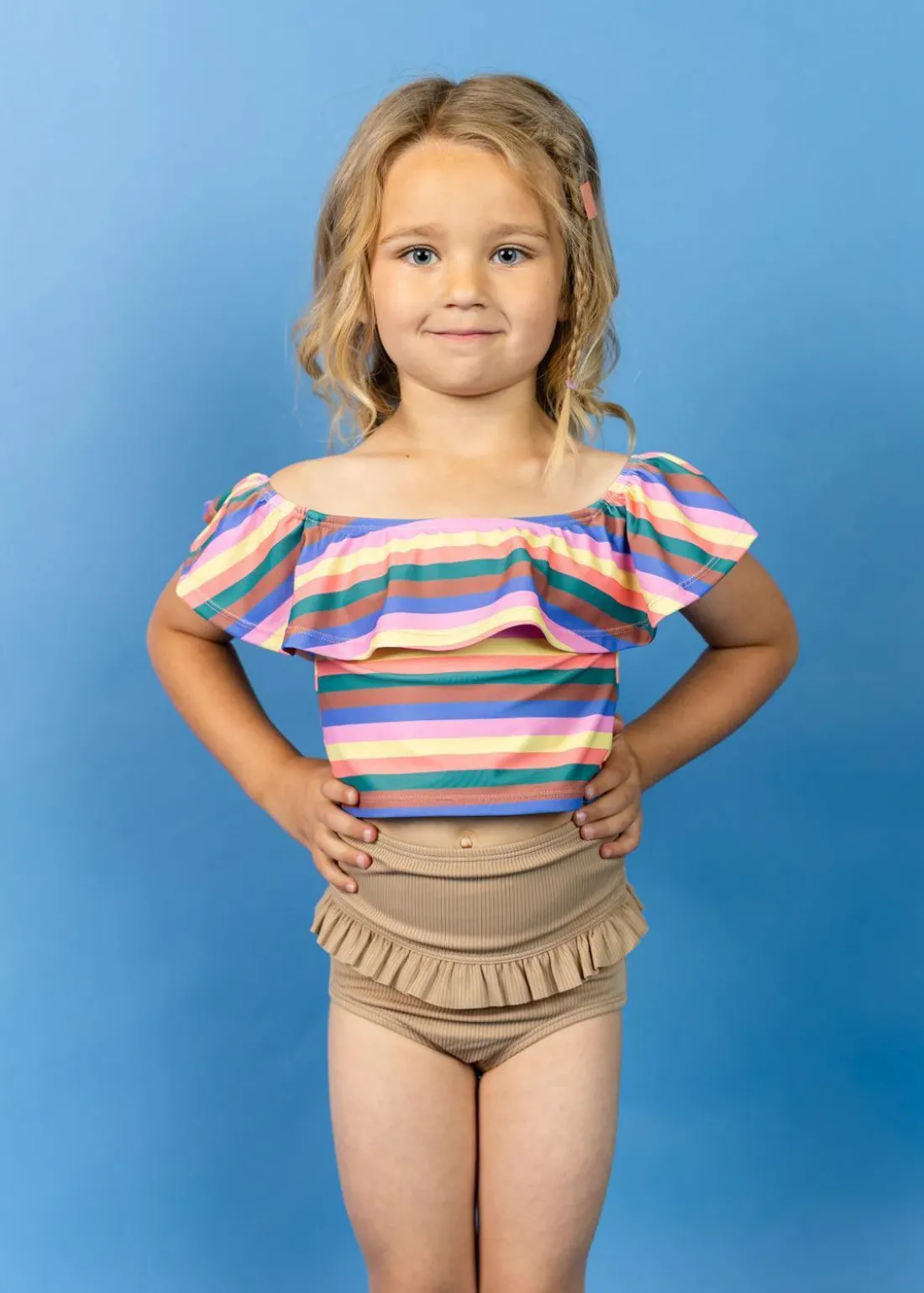 Kortni Jeane Ribbed Sand Brown | Mini Mid-Ruffle Bottoms RibbedSandBrown Best