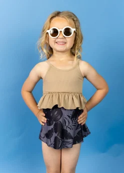 Kortni Jeane Ribbed Sand Brown | Mini Peplum Top RibbedSandBrown Online