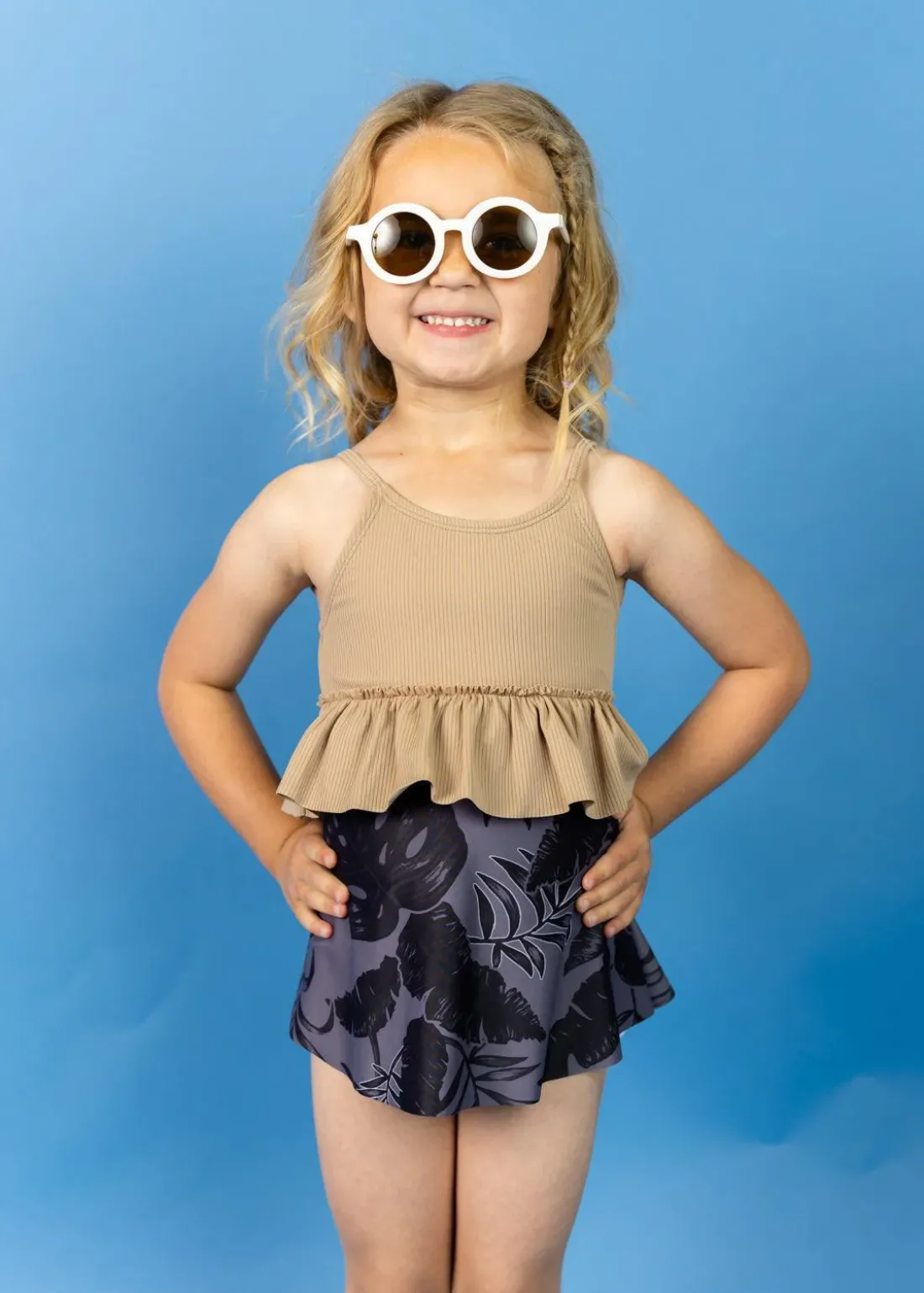 Kortni Jeane Ribbed Sand Brown | Mini Peplum Top RibbedSandBrown Online