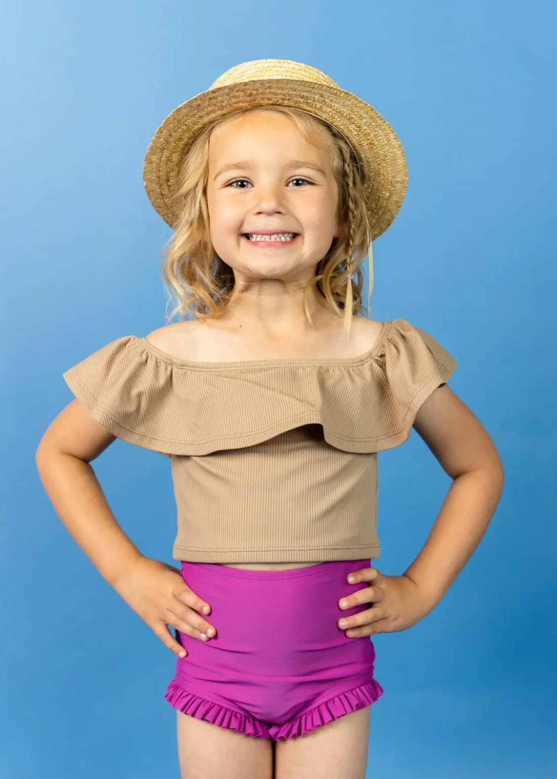 Kortni Jeane Ribbed Sand Brown | Mini Ruffled Around Top RibbedSandBrown Clearance