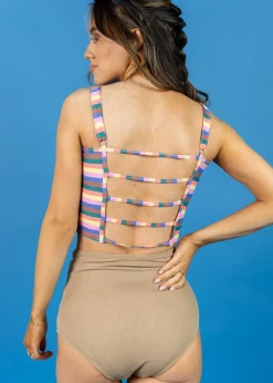 Kortni Jeane Ribbed Sand Brown | Tie-Up-Front Bottoms RibbedSandBrown Best