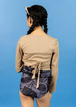 Kortni Jeane Ribbed Sand Brown | Youth Wrap Top Rashguard RibbedSandBrown Fashion