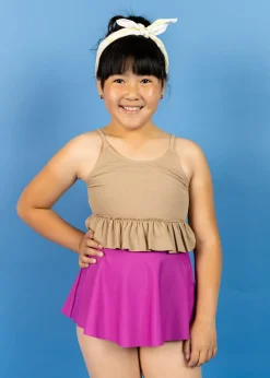 Kortni Jeane Ribbed Sand Brown | Youth Peplum Top RibbedSandBrown Online