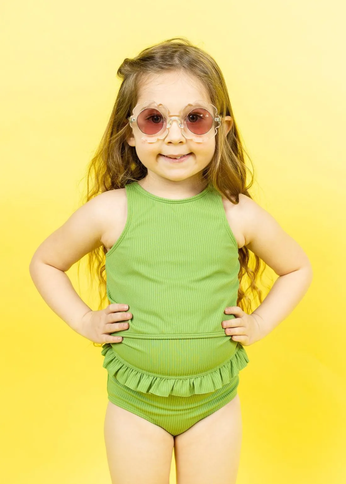 Kortni Jeane Ribbed Spring Green | Mini Mid-Ruffle Bottoms RibbedSpringGreen Hot