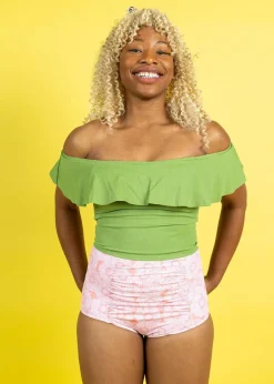 Kortni Jeane Ribbed Spring Green | Ruffled Around Top RibbedSpringGreen Hot
