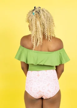 Kortni Jeane Ribbed Spring Green | Ruffled Around Top RibbedSpringGreen Hot