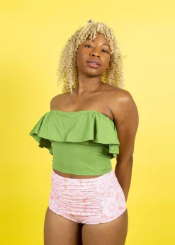 Kortni Jeane Ribbed Spring Green | Ruffled Around Top RibbedSpringGreen Hot