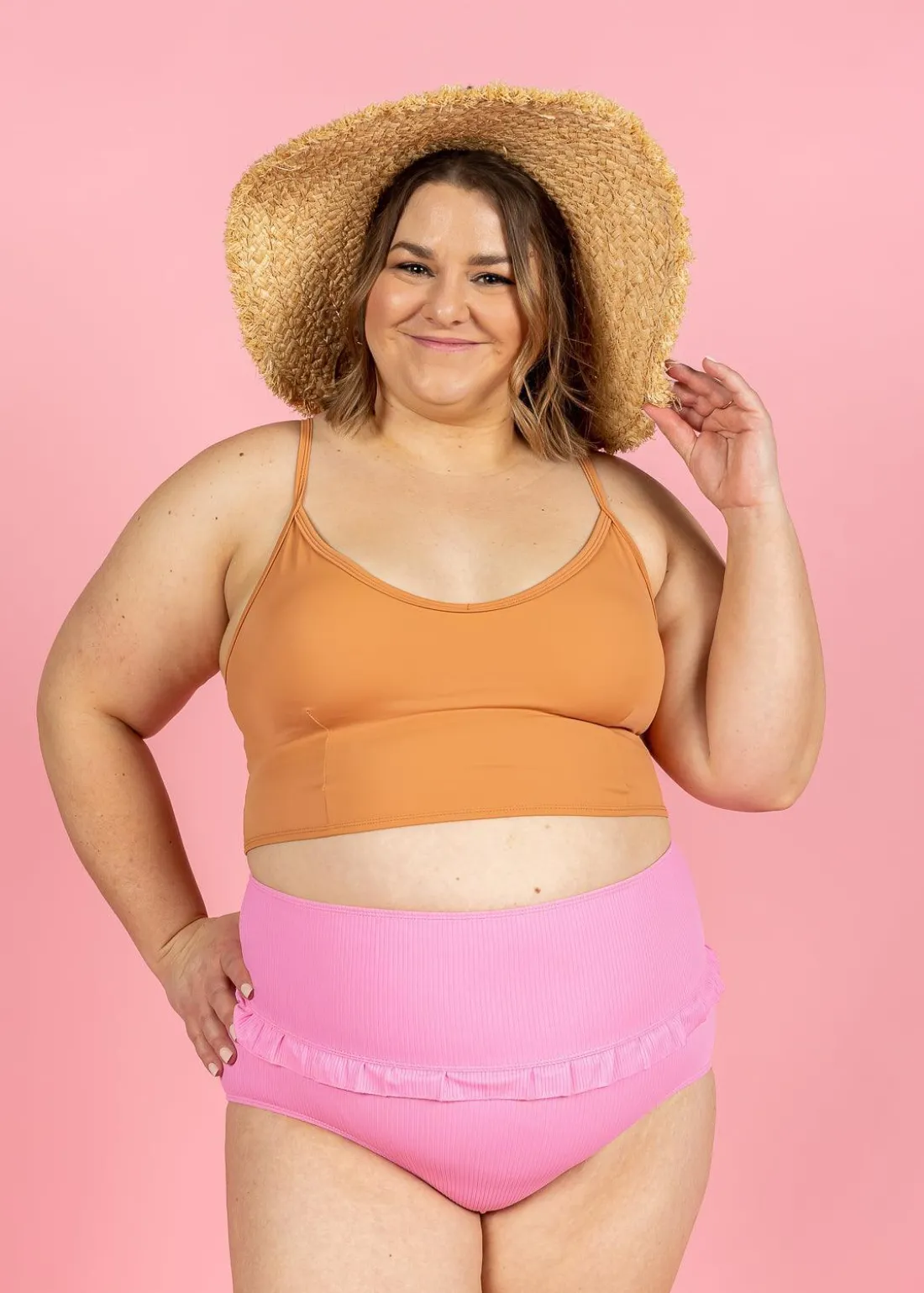 Kortni Jeane Ribbed Sweet Pink | Mid-Ruffle Bottoms RibbedSweetPink Sale