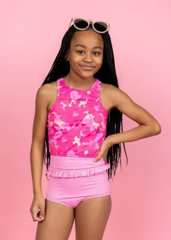 Kortni Jeane Ribbed Sweet Pink | Youth Mid-Ruffle Bottoms RibbedSweetPink Clearance